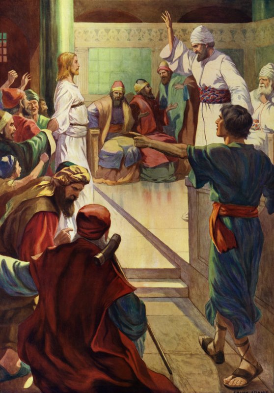Jesus Before Caiaphas by Frank Adams