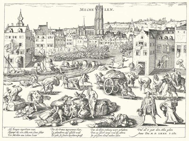 Sack of Mechelen by the Spanish by Franz (after) Hogenberg