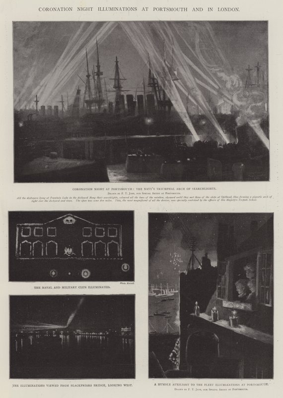 Coronation Night Illuminations at Portsmouth and in London by Fred T. Jane