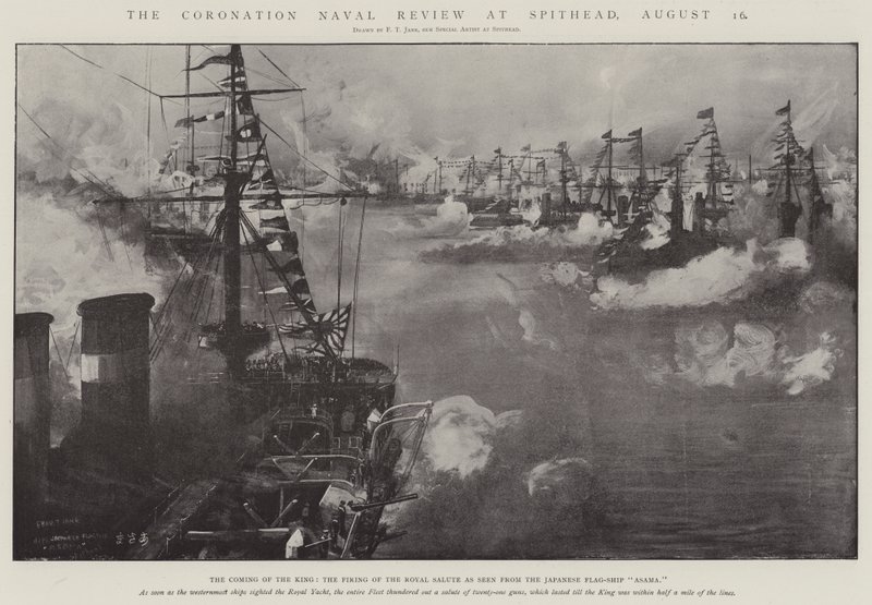 The Coronation Naval Review at Spithead, 16 August by Fred T. Jane