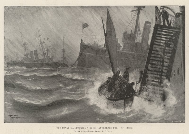 The Naval Manoeuvres, a Rough Anchorage for X Fleet by Fred T. Jane