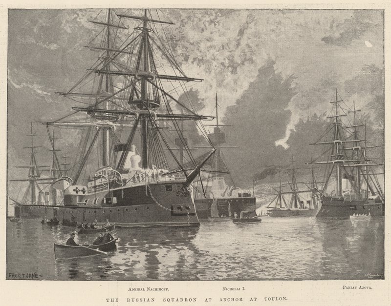 The Russian Squadron at Anchor at Toulon by Fred T. Jane