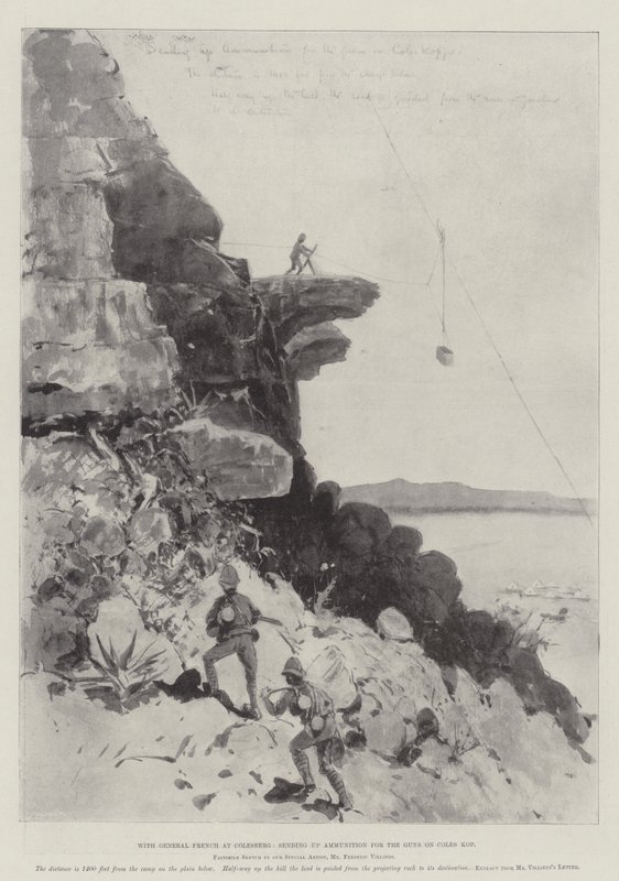 With General French at Colesberg, Sending Up Ammunition for the Guns on Coles Kop by Frederic Villiers