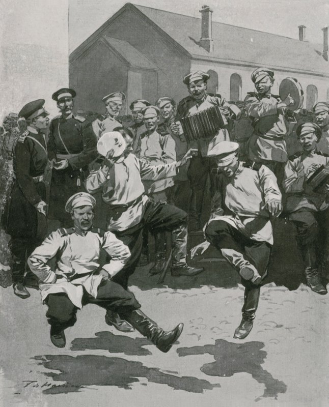 Soldiers dancing in Barracks by Frederic de Haenen