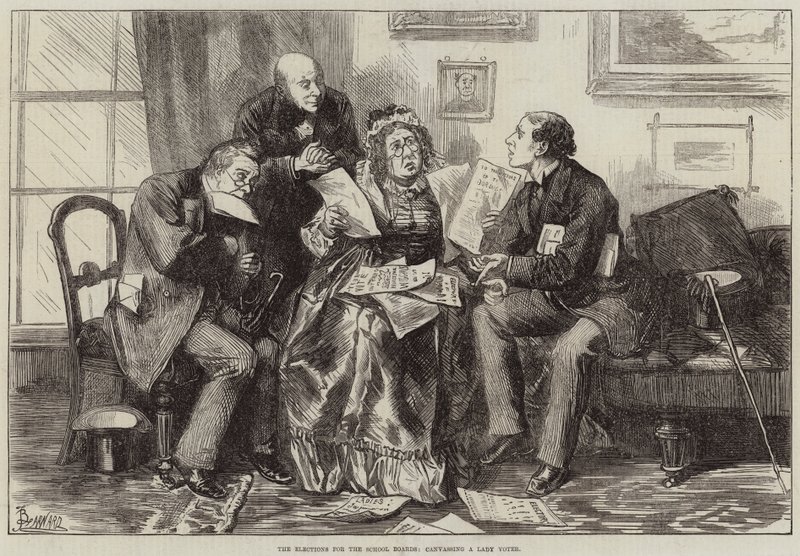 The Elections for the School Boards, canvassing a Lady Voter by Frederick Barnard