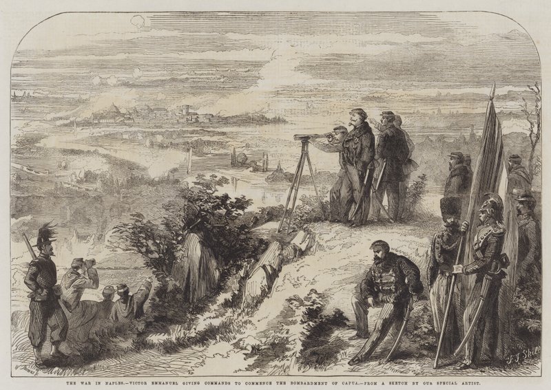 The War in Naples, Victor Emmanuel giving Commands to commence the Bombardment of Capua by Frederick John Skill