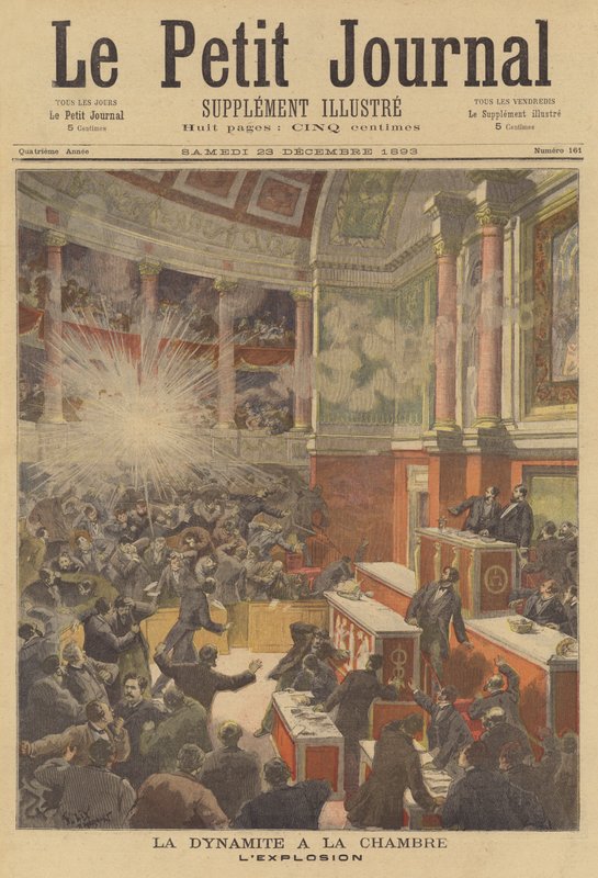 Anarchist bomb attack on the French Chamber of Deputies by French School