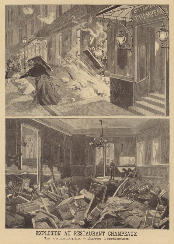 Explosion at the Restaurant Champeaux, Paris by French School
