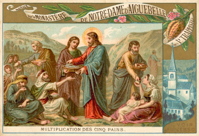 Jesus feeding the multitude by French School
