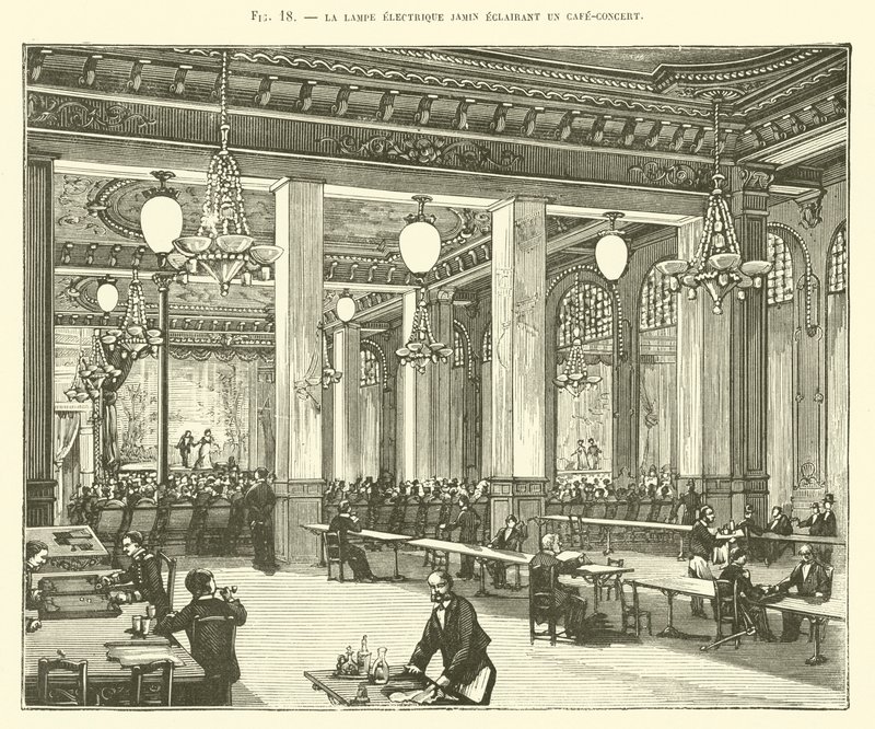 The Jamin Electric Lamp Lighting a Cafe-Concert by French School