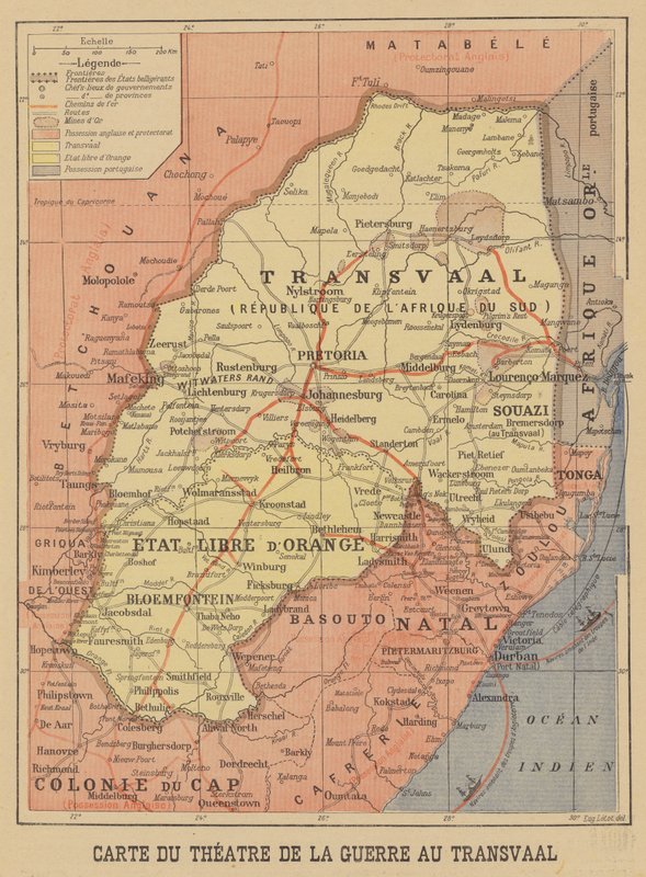 Map of the theatre of the Boer War by French School