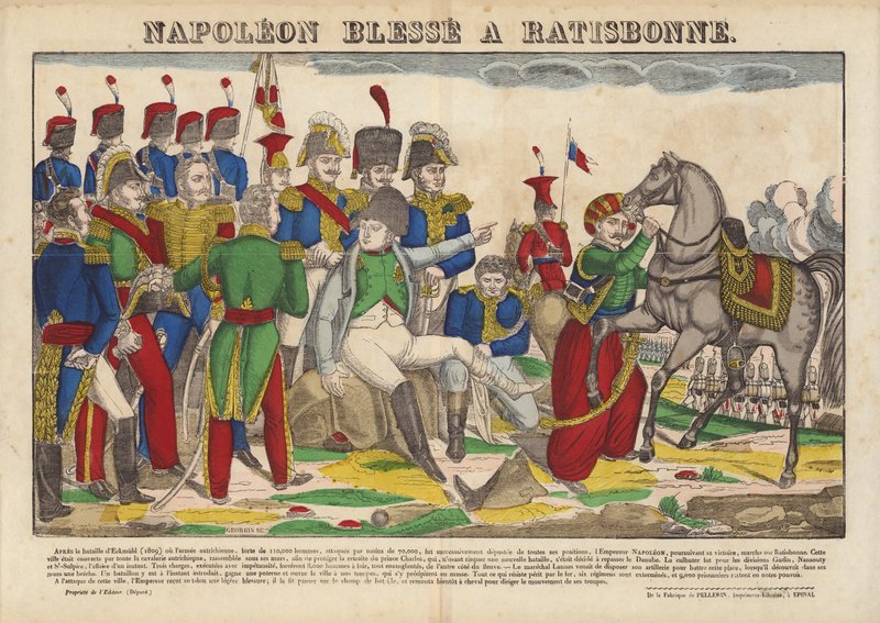 Napoleon Wounded at Regensburg by French School