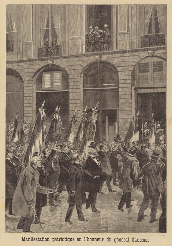 Patriotic demonstration in honour of General Saussier by French School
