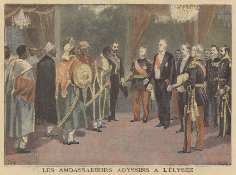 The Abyssinian Ambassadors at the Elysee Palace by French School