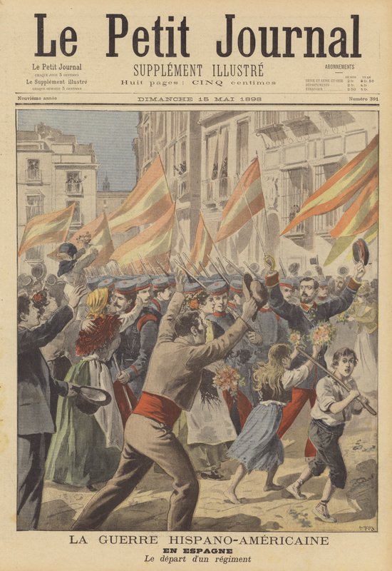 The Spanish-American War: a Spanish regiment setting off to war by French School