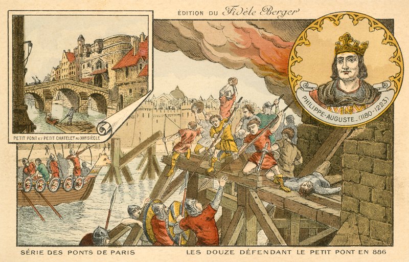 The Twelve Defending the Petit Pont Against the Vikings, Siege of Paris, 886 by French School