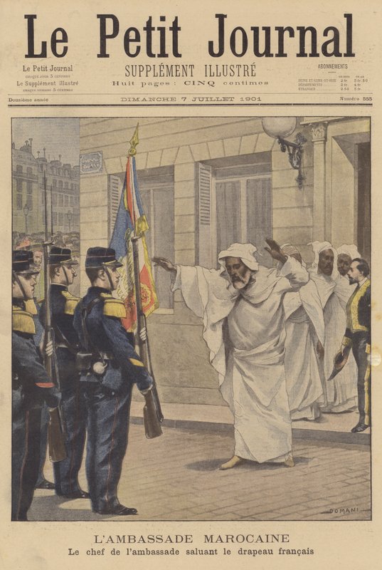 The head of the Moroccan embassy to France saluting the French flag by French School