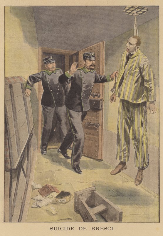 The suicide of Gaetano Bresci by French School