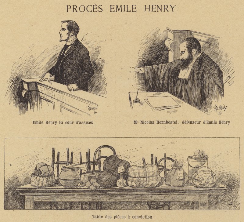 Trial of the anarchist bomber Emile Henry by French School