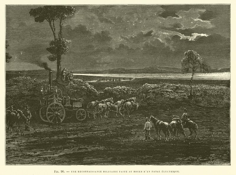 Military Reconnaissance Made by Means of an Electric Lantern by French School
