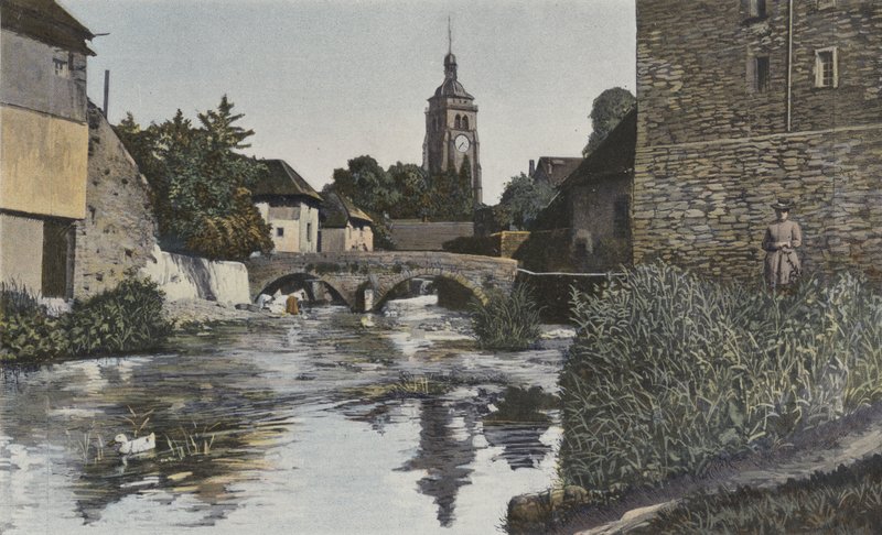 Arbois, Church and Bridge over the Cuisance by French Photographer