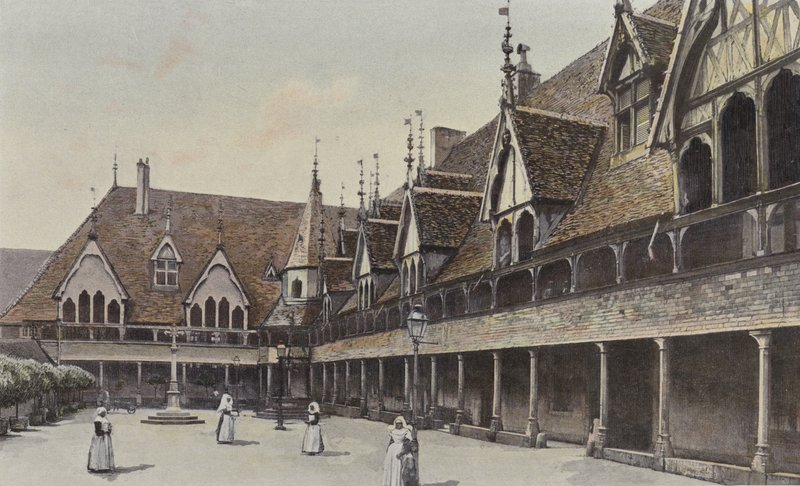 Beaune, First Inner Courtyard of the Hospital by French Photographer