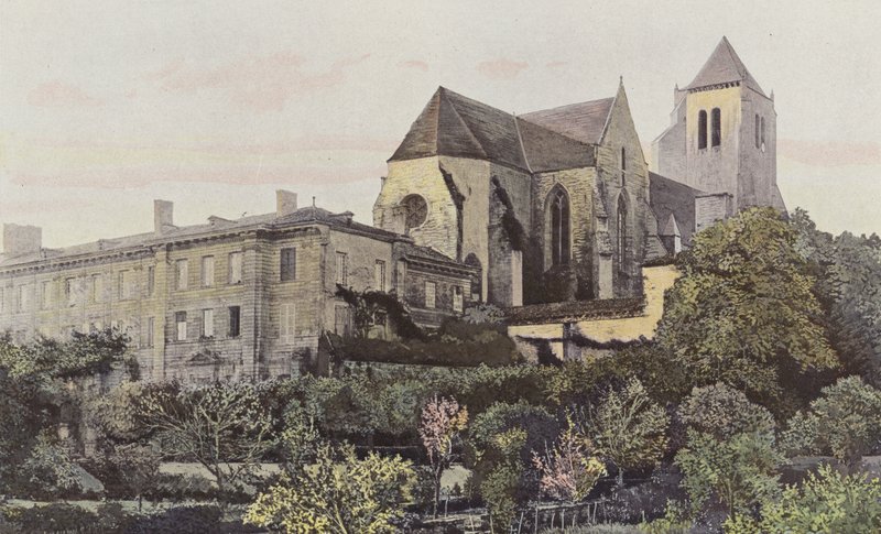 Celles-sur-Belle, Church and Former Monastery, North View by French Photographer