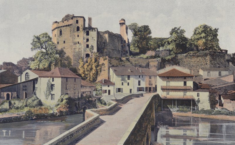 Clisson, Old Bridge and Chateau Ruins by French Photographer