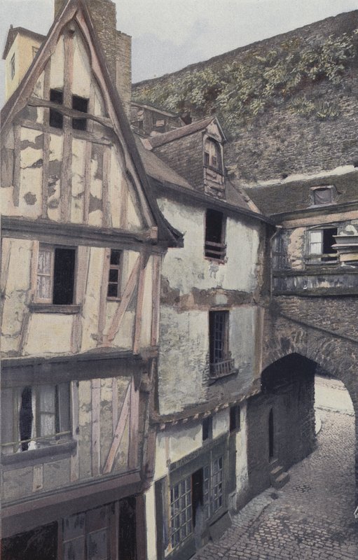 Laval, Beucheresse Gate and Old Houses by French Photographer