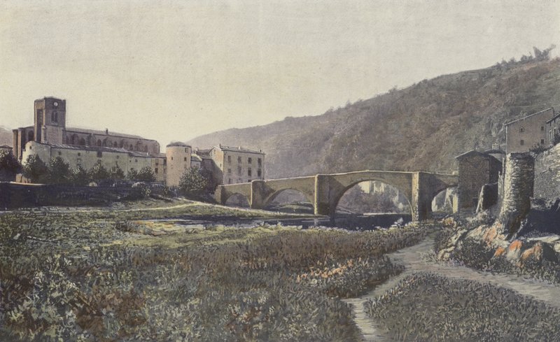 Lavoute-Chilhac, Church and Bridge over the Allier by French Photographer