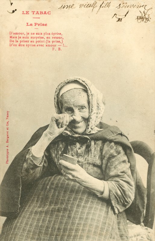 Old Woman Taking Snuff by French Photographer
