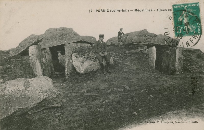Pornic, Megaliths. Postcard sent in 1913. by French Photographer