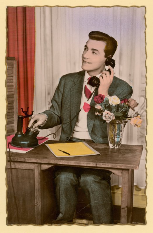 Postcard featuring telephone by French Photographer