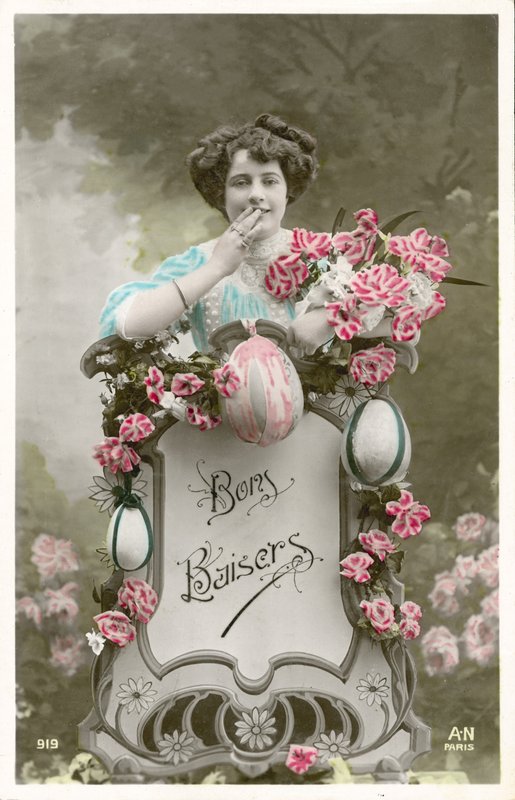 Woman with flowers and eggs by French Photographer