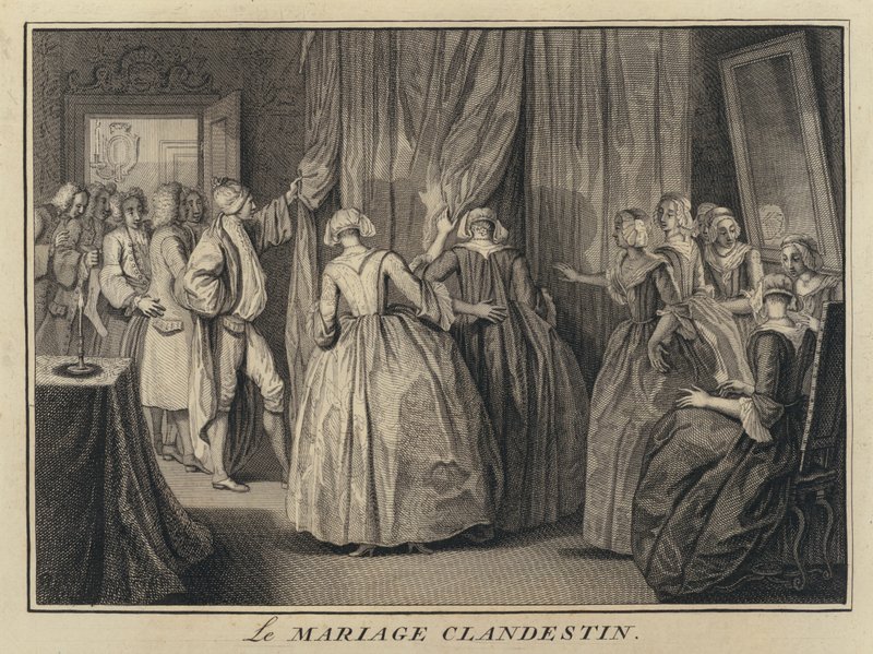 A clandestine marriage by French School