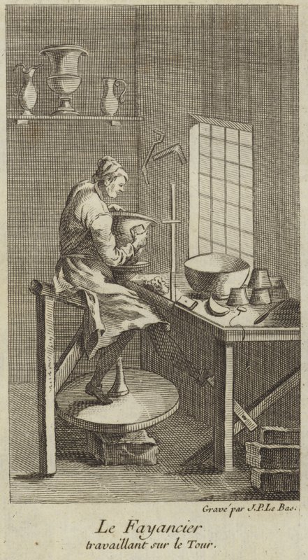A potter working on the wheel by French School