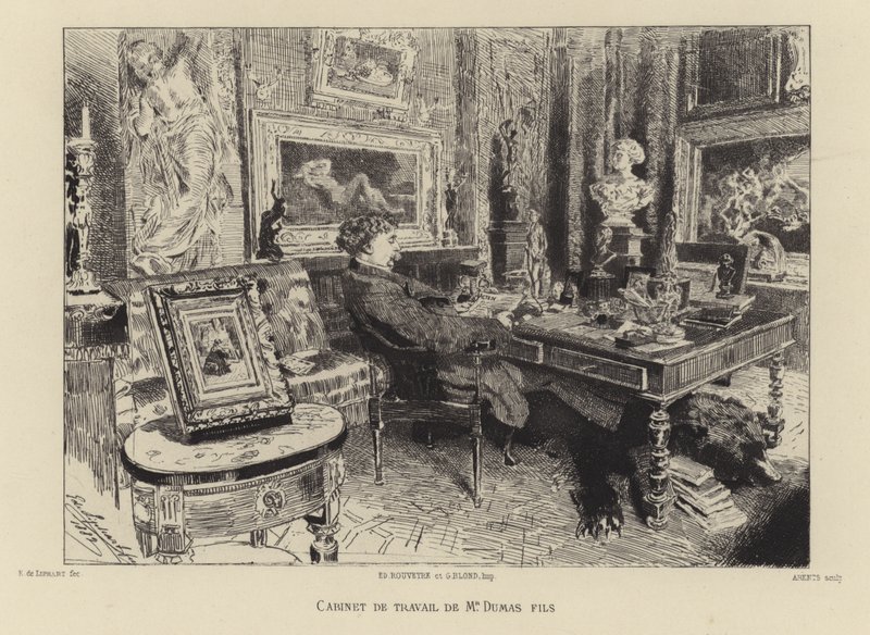 Alexandre Dumas the Younger in His Study by French School