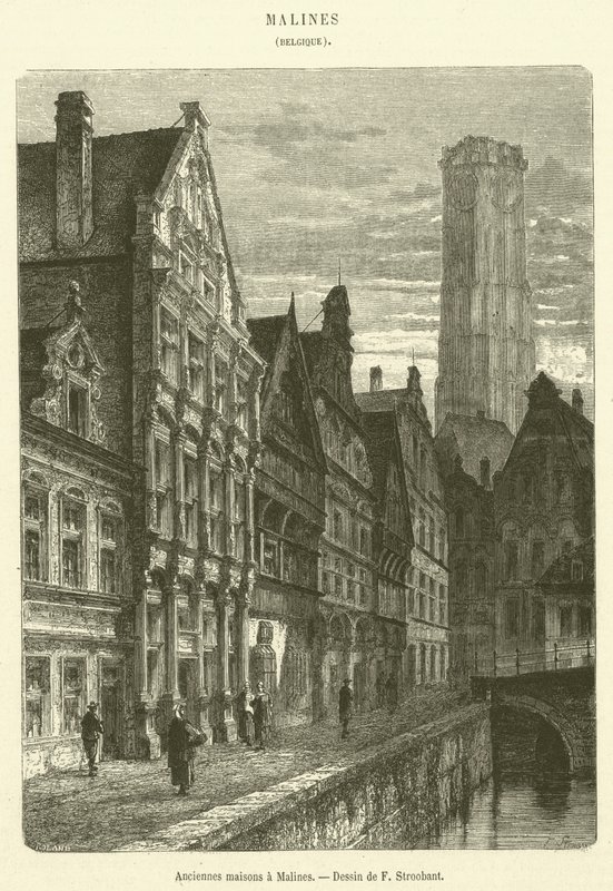 Old houses in Mechelen by French School