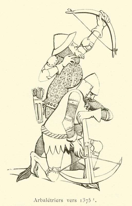 Crossbowmen around 1375 (engraving) by French School