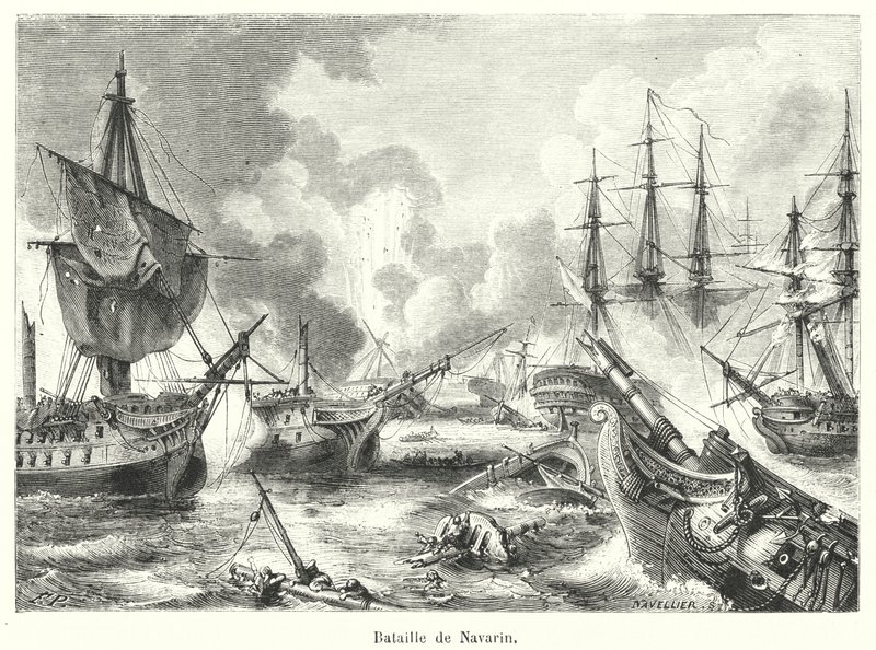 Battle of Navarino by French School