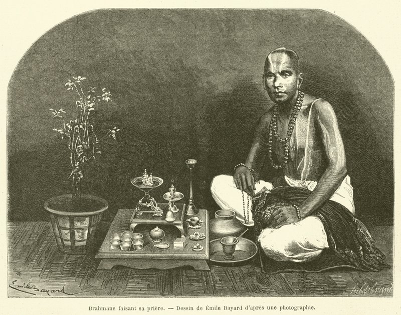 Brahmin Praying (engraving) by French School