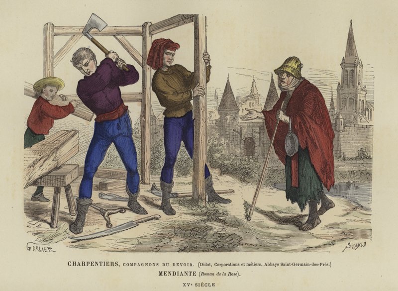 Carpenters and a Beggar, 15th Century by French School