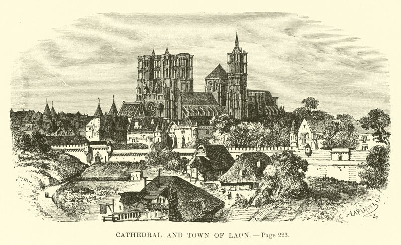 Cathedral and Town of Laon by French School