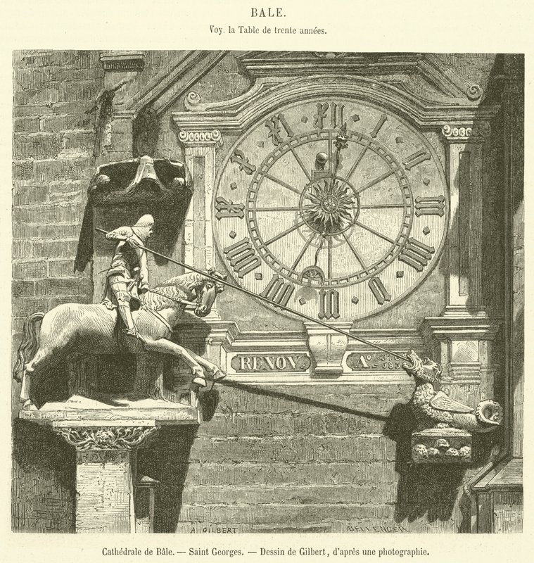 Cathedral of Basel, Saint George (engraving) by French School