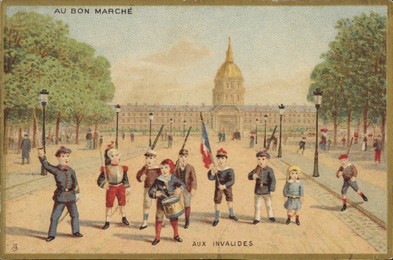 Children Playing as Soldiers in Square by French School