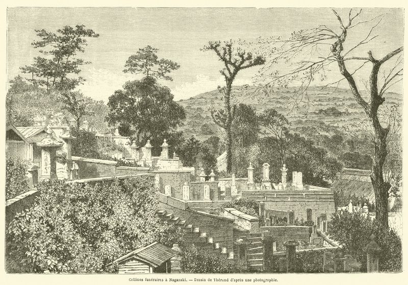 Funerary Hills in Nagasaki (engraving) by French School