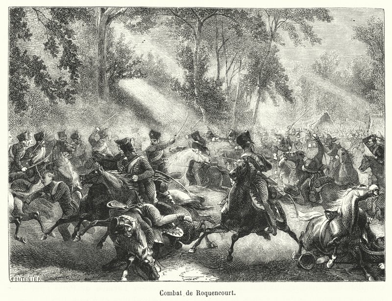 Battle of Roquencourt (engraving) by French School