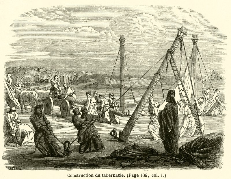 Construction of the Tabernacle (engraving) by French School