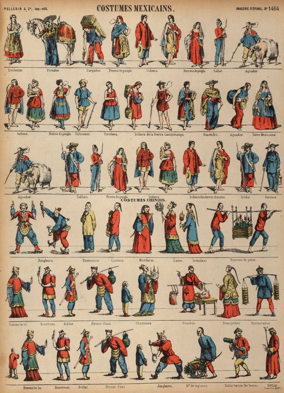 Costumes of Mexico and China by French School