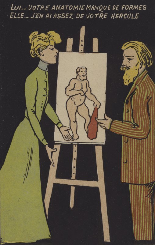 Couple with an easel by French School